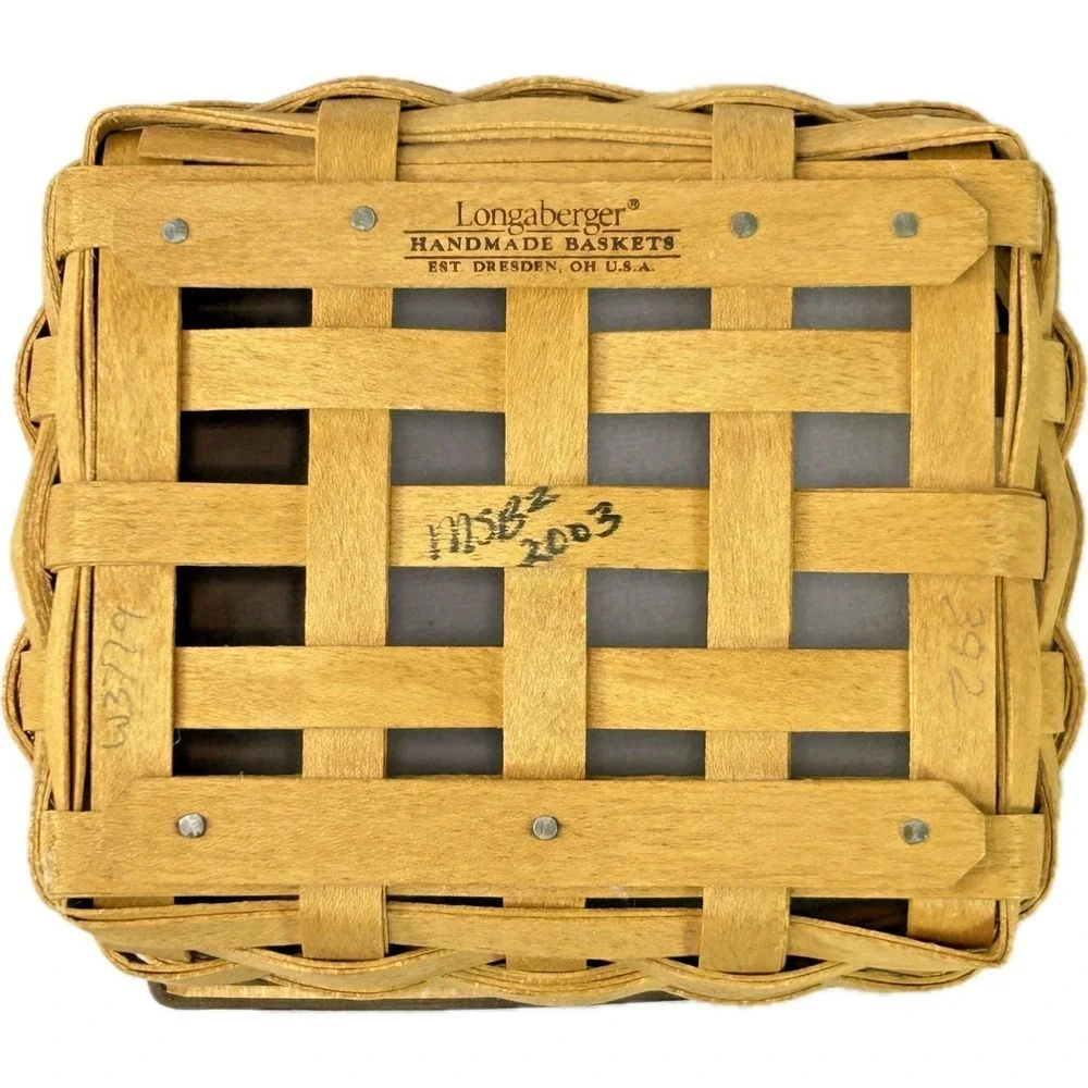 Longaberger Father's Day POCKET CHANGE Basket w/Lid‎ Protector Leather Trim 2003
